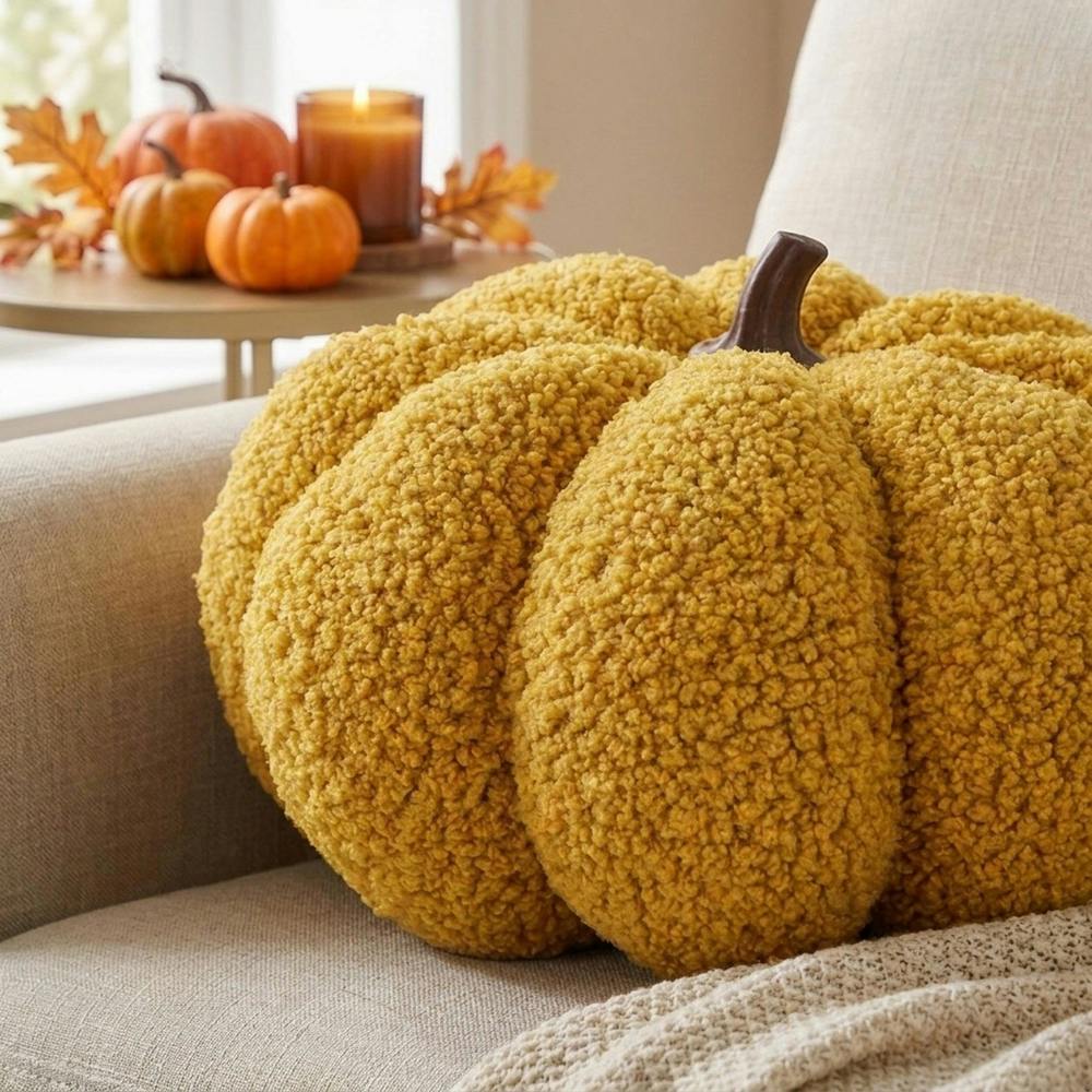 Garden Greatness Burnt Yellow Decorative Pumpkin Cushion