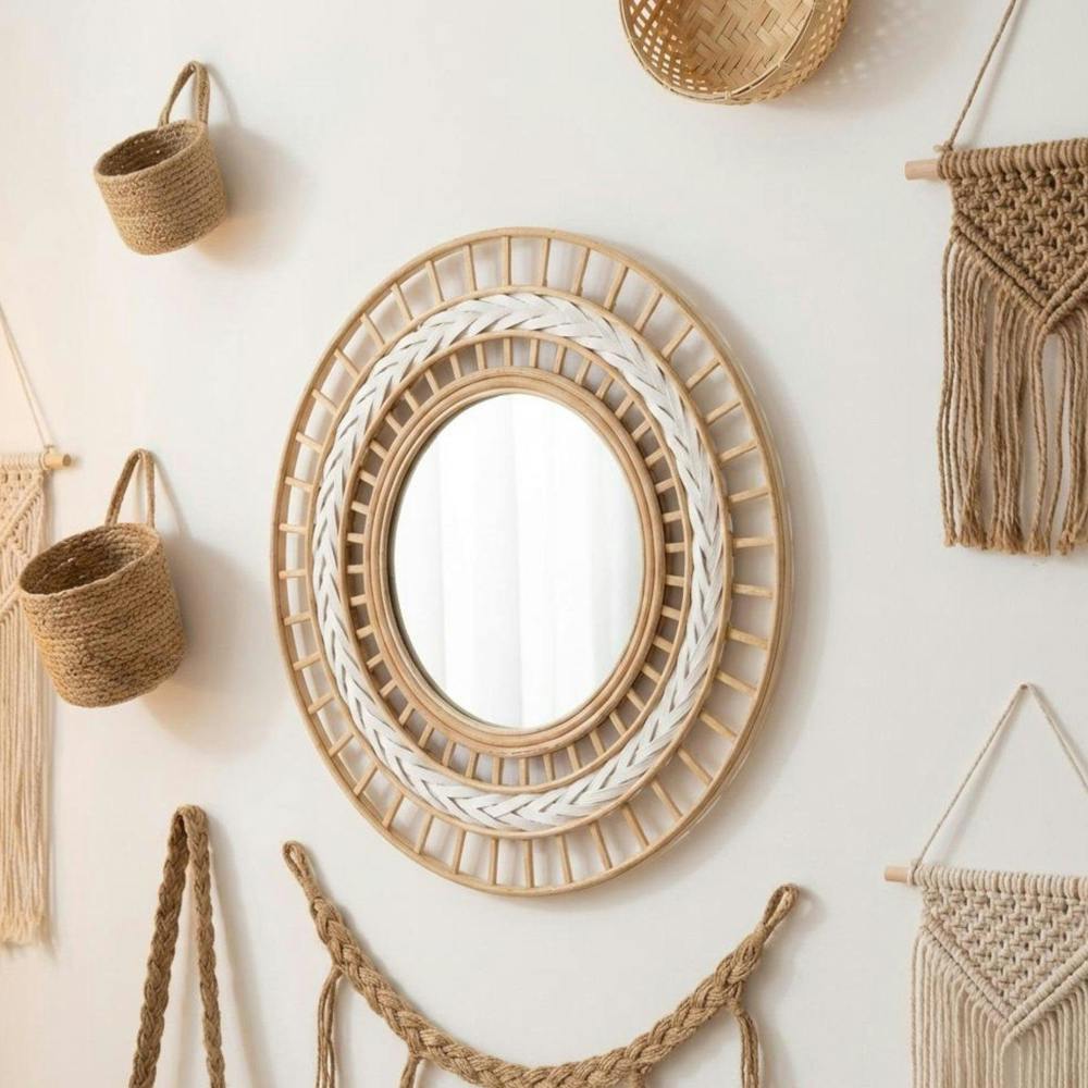 Garden Greatness Boho Woven Rattan Statement Mirror