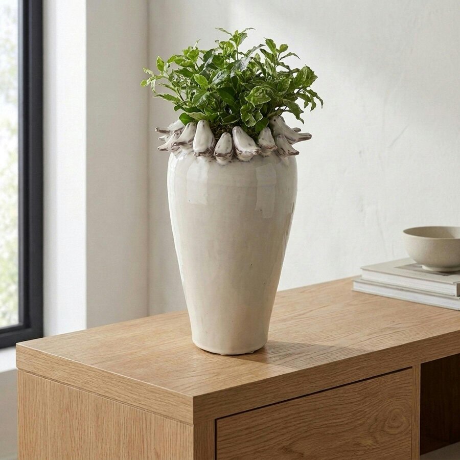 Garden Greatness Tall Decorative Vase with Bird Design