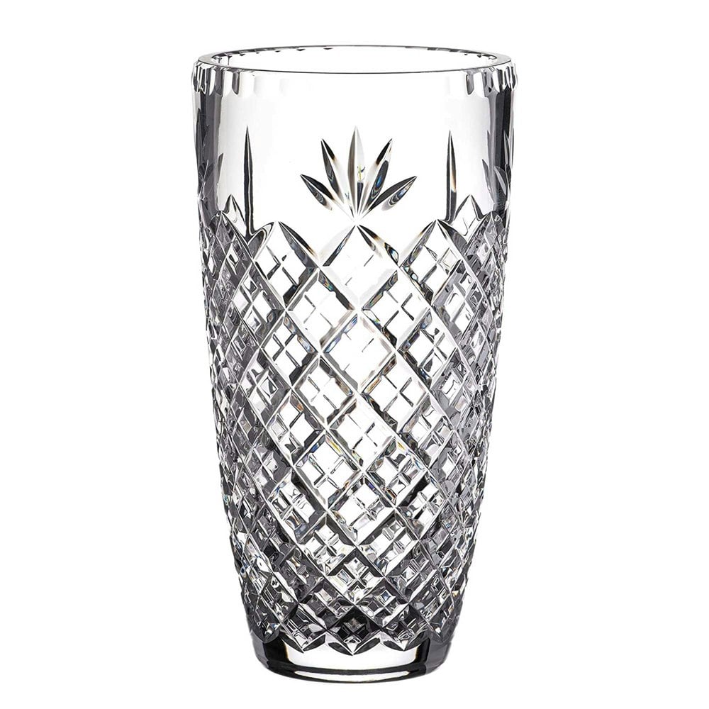 Diamante Crystal Barrel Vase with Blank Engraving Panel - 21cm