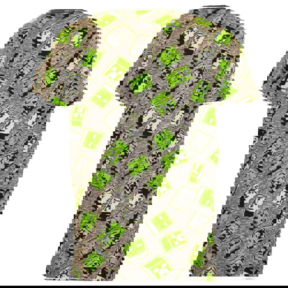 Minecraft Boys Zombie Creeper All-Over Print T-Shirt - Green