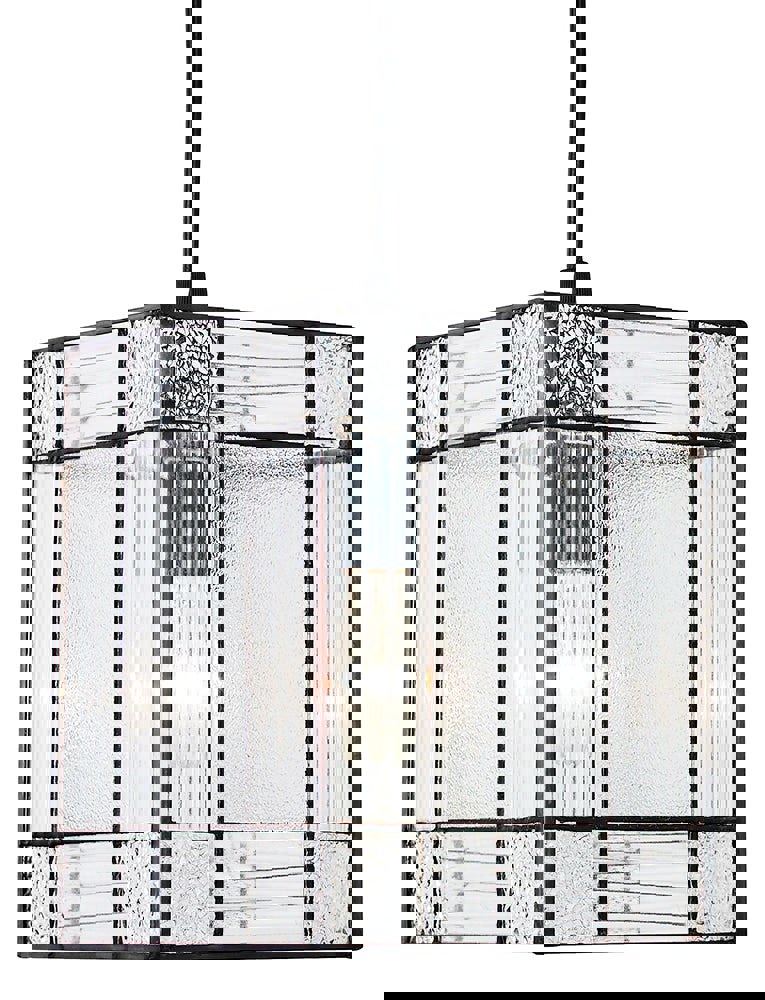 Clear Glass Tiffany Easy Fit Pendant Shade with Square and Rectangular Panels Image 1