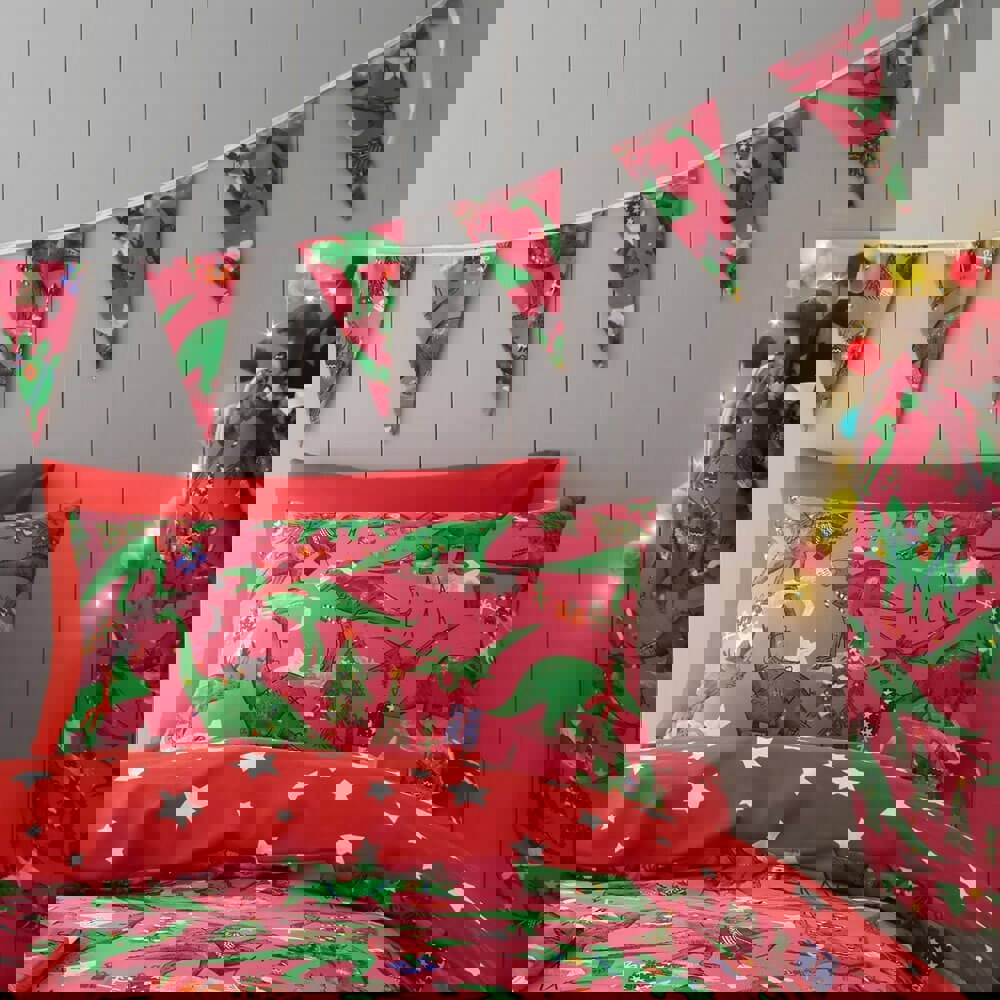 Festive Dinosaur Christmas Bunting - Happy Linen Company