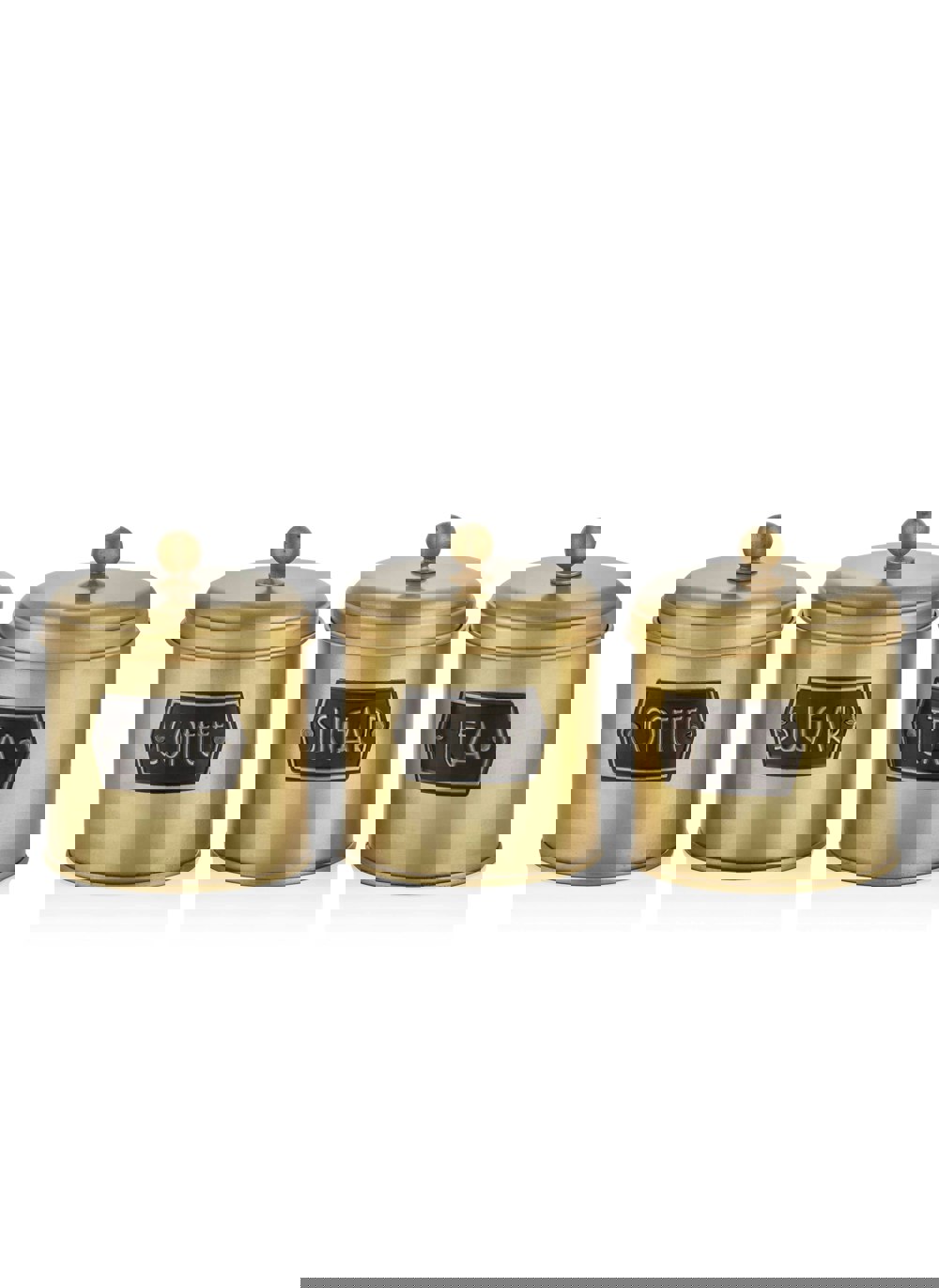 Rozi Gold Coffee, Tea, And Sugar Canister Set - 17 cm (H)