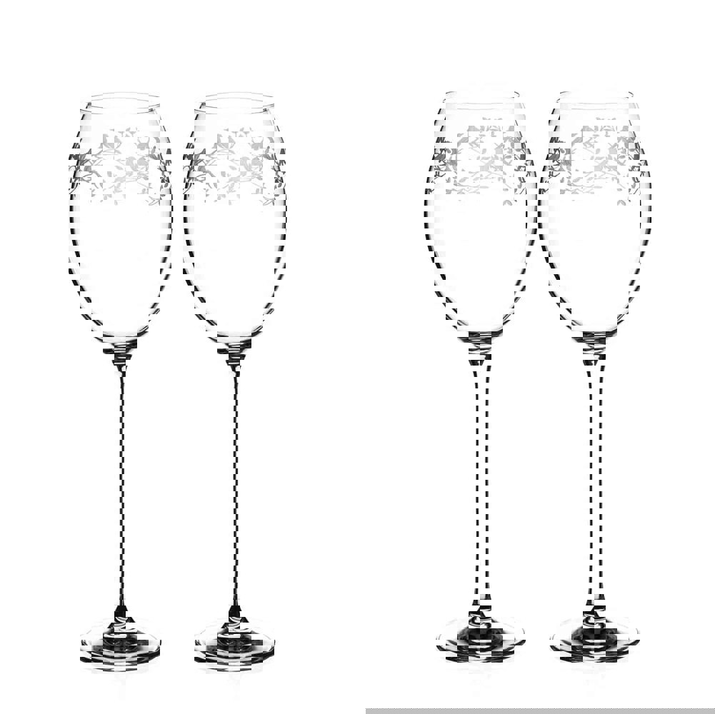 Diamante Birdsong Crystal Red Wine Glasses - Set of 2
