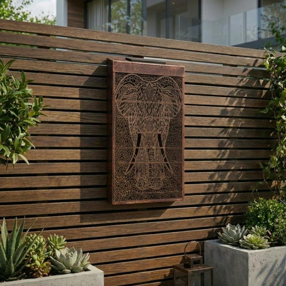 Garden Greatness Lunaria Elephant Solar Panel Wall Art