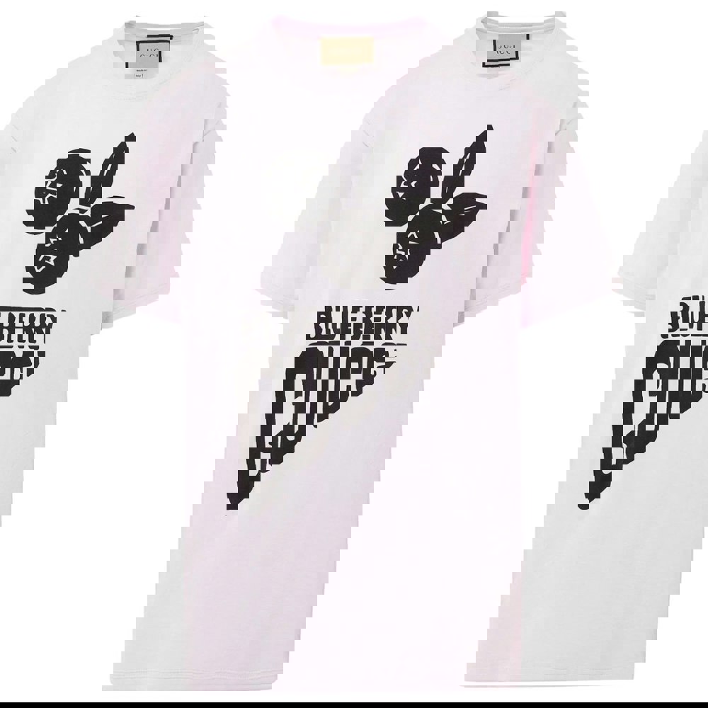 Gucci Blueberry Logo Oversized Fit T-Shirt - Pink