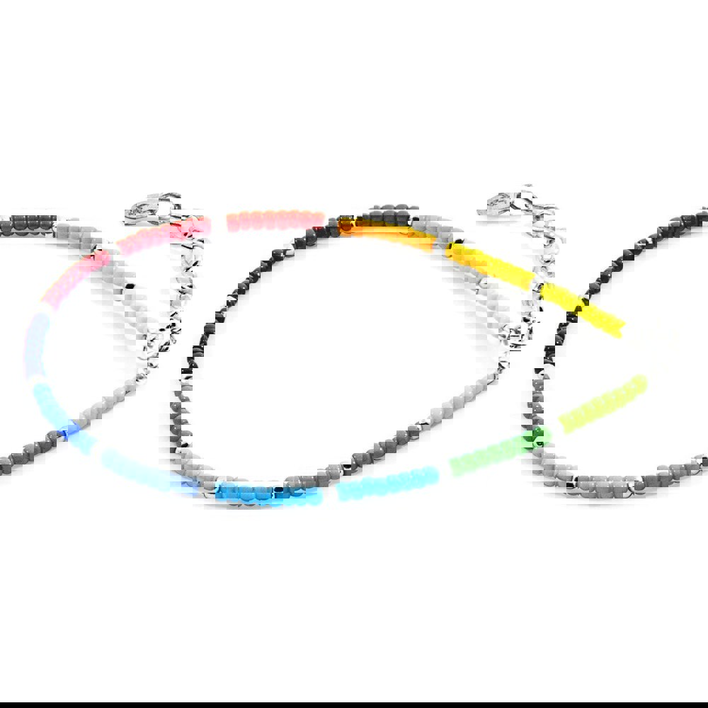 Anchor & Crew Multicoloured Rainbow Zoey Silver and Miyoko Glass Bracelet