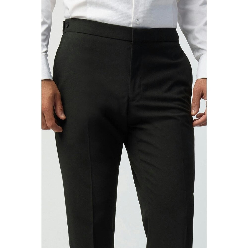 Limehaus Tailored Fit Black Stretch Tuxedo Trousers