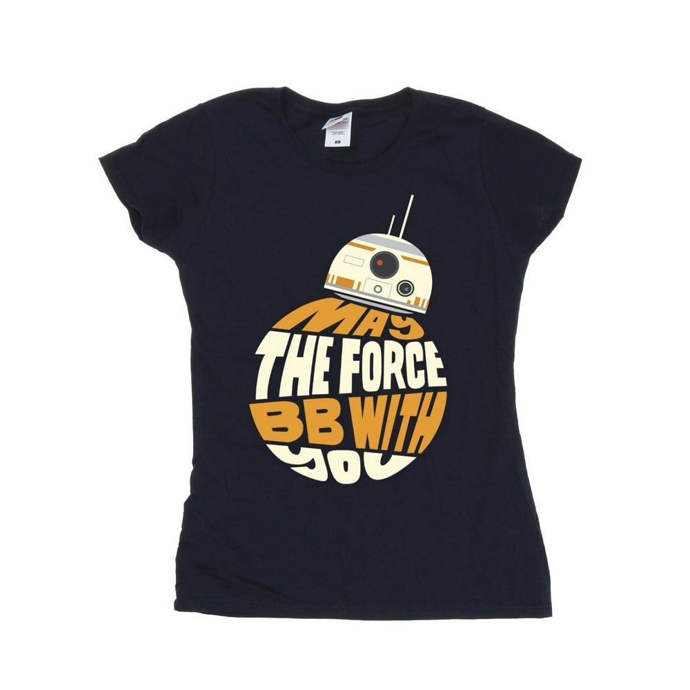 Star Wars Womens/Ladies May The Force BB8 Cotton T-Shirt - Navy Blue