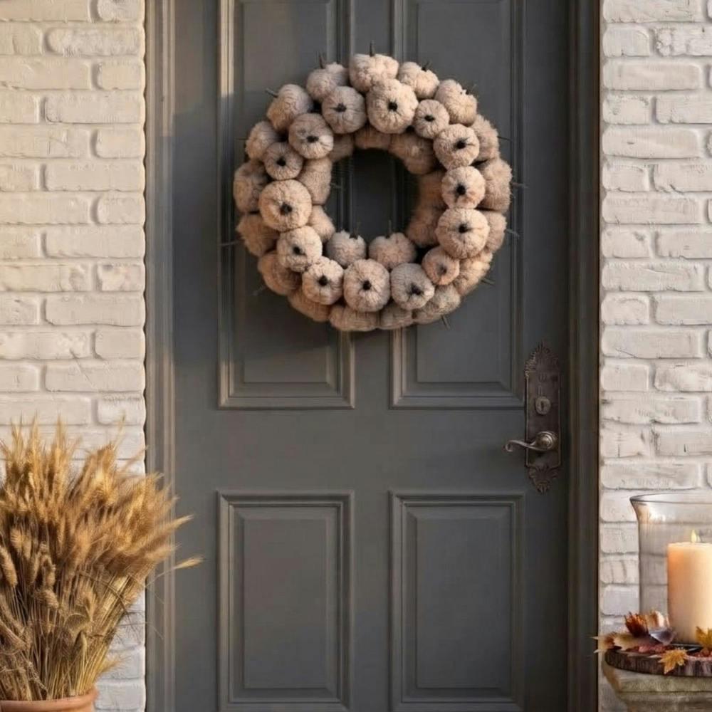 Garden Greatness Embrace Autumnal Cream Pumpkin Wreath