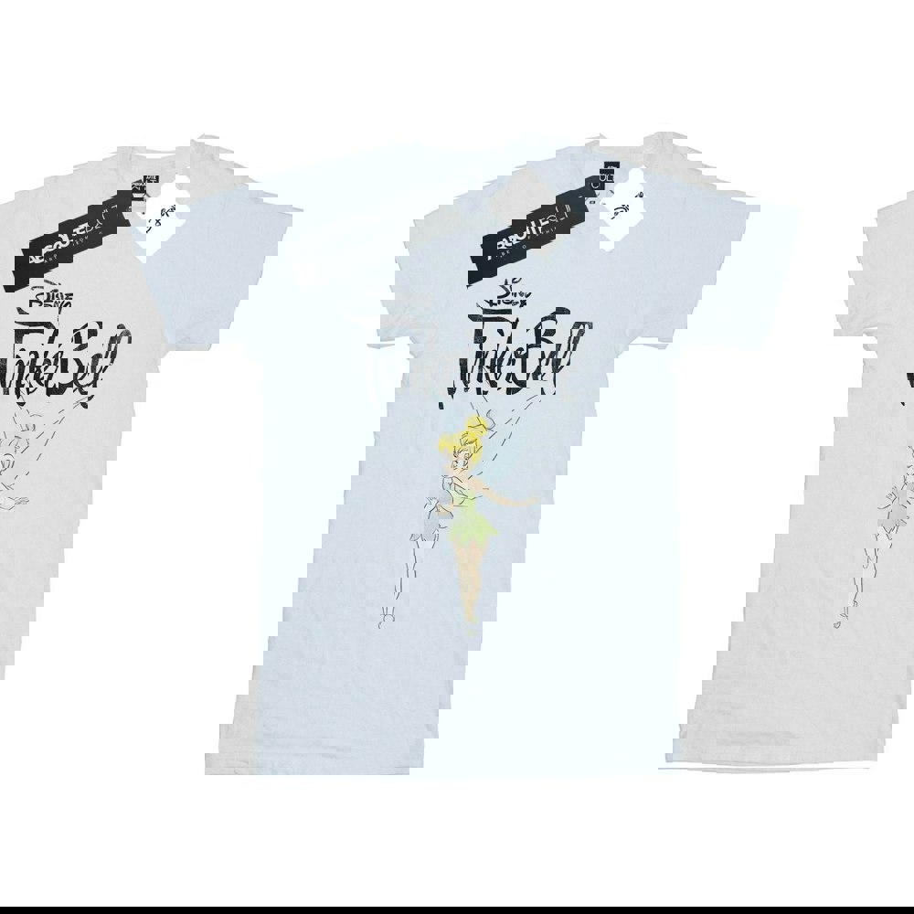 Disney Womens/Ladies Tinker Bell Flying Tink Cotton Boyfriend T-Shirt - White