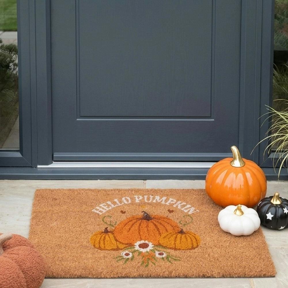 Garden Greatness Natural Autumn Days Hello Pumpkin Doormat