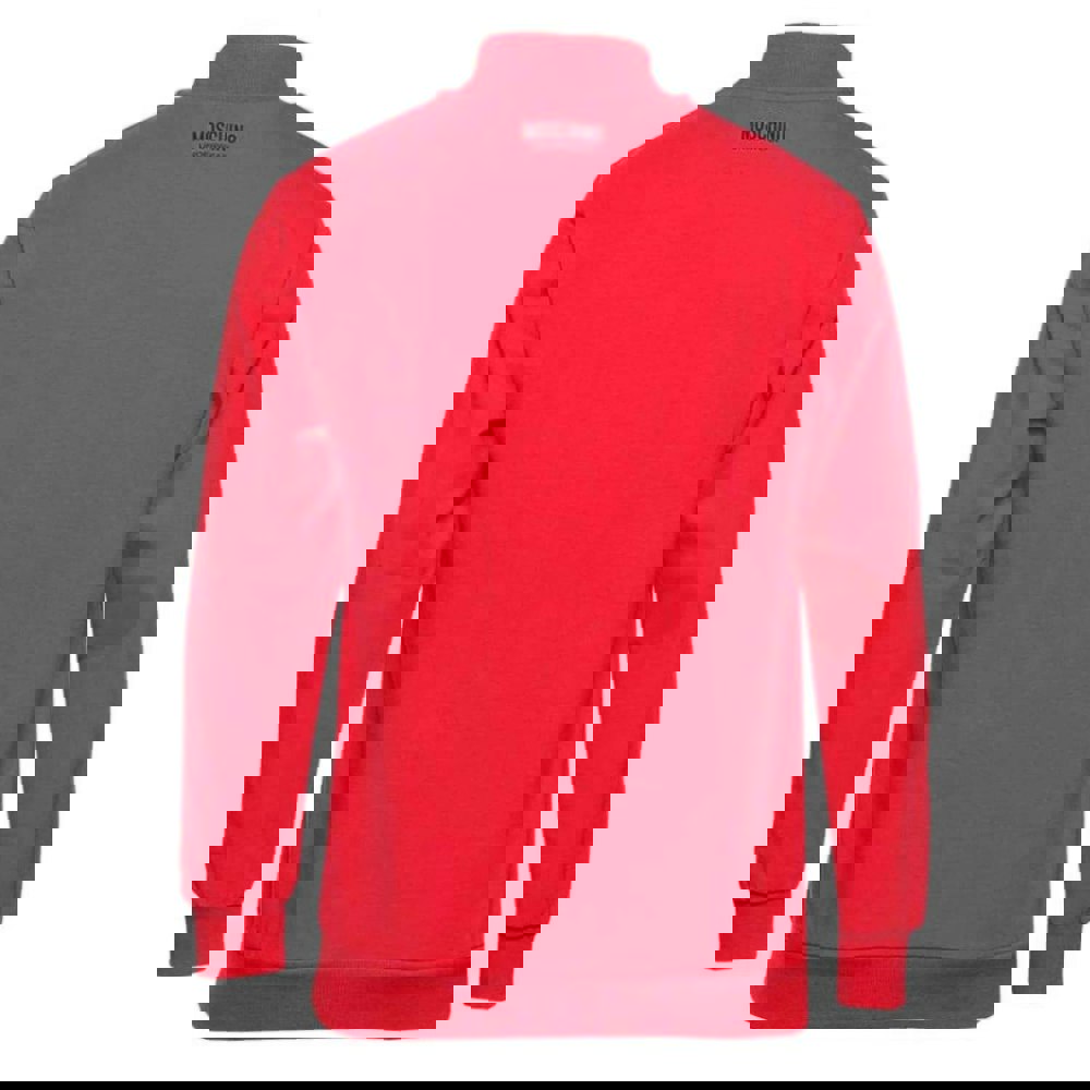 Moschino Quarter Zip Tape Logo Sweater - Red