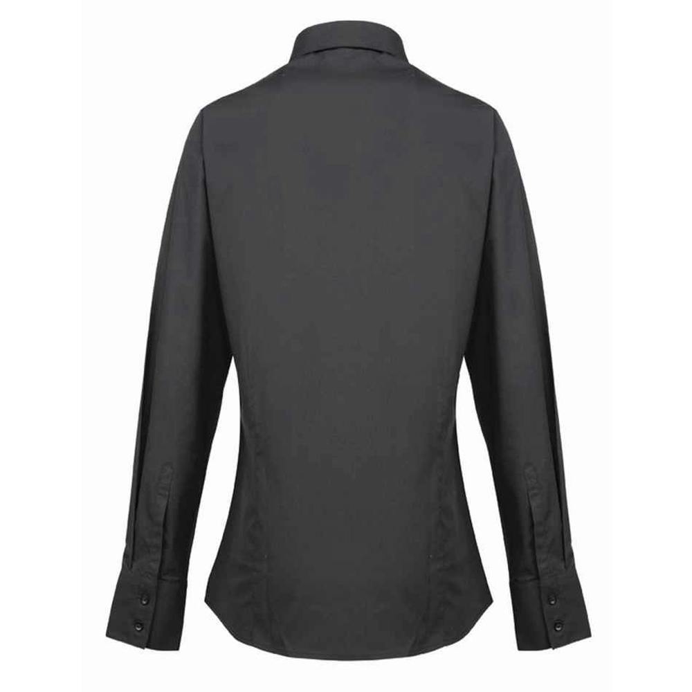 Premier Womens/Ladies Supreme Poplin Long-Sleeved Formal Shirt - Black