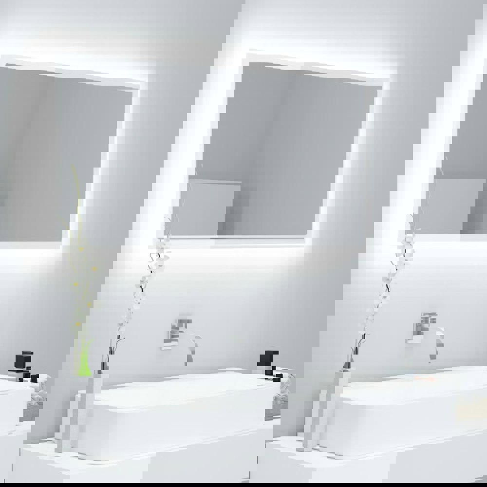 Berkfield LED Bathroom Mirror High Gloss White 90x8.5x37 cm Acrylic