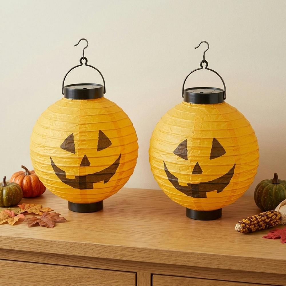 Garden Greatness 2 Pack Hanging LED Jack-O'-Lanterns