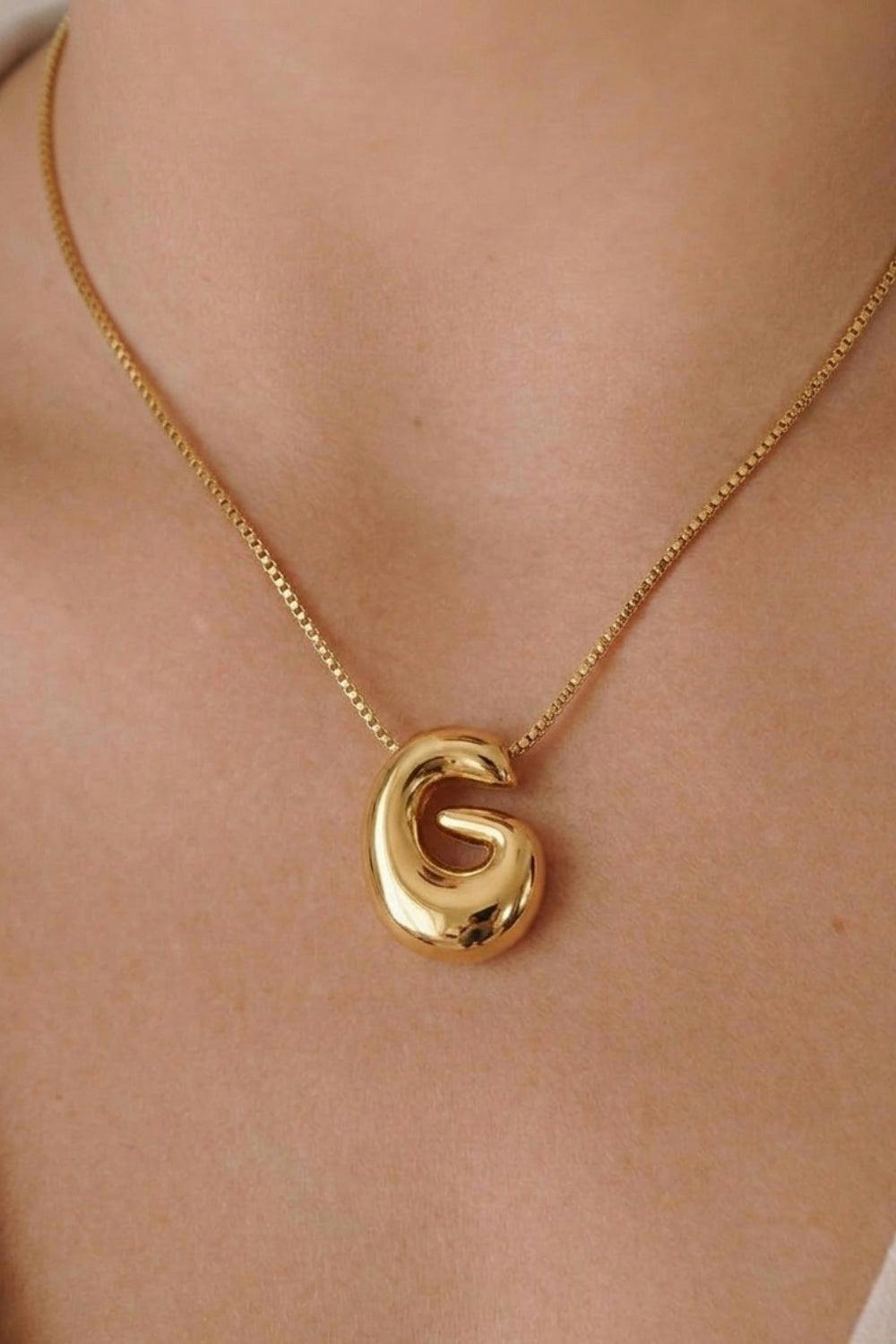 Serla Bubble Initial Gold Plated Necklace Letter G