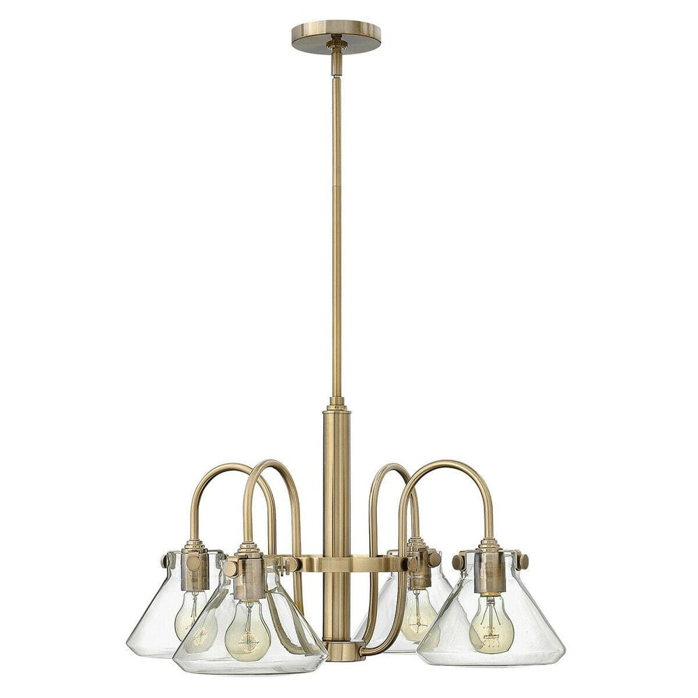 4 Bulb Chandelier Hanging Pendant LIght Brushed Caramel LED E27 100W Bulb Loops