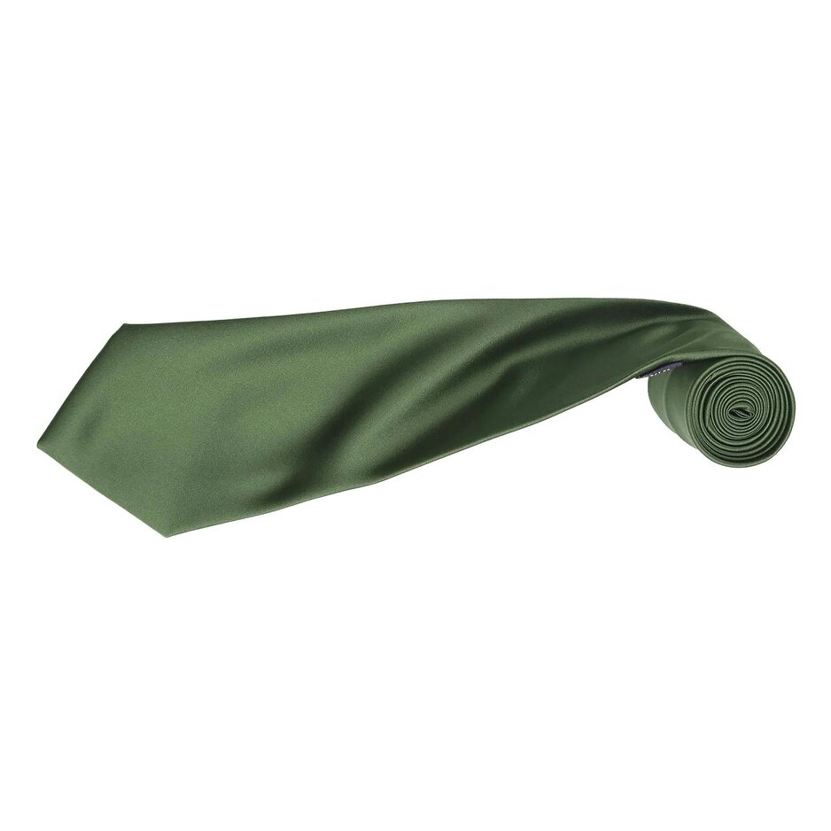 Premier Mens Plain Satin Tie (Narrow Blade) (Pack of 2) - Olive