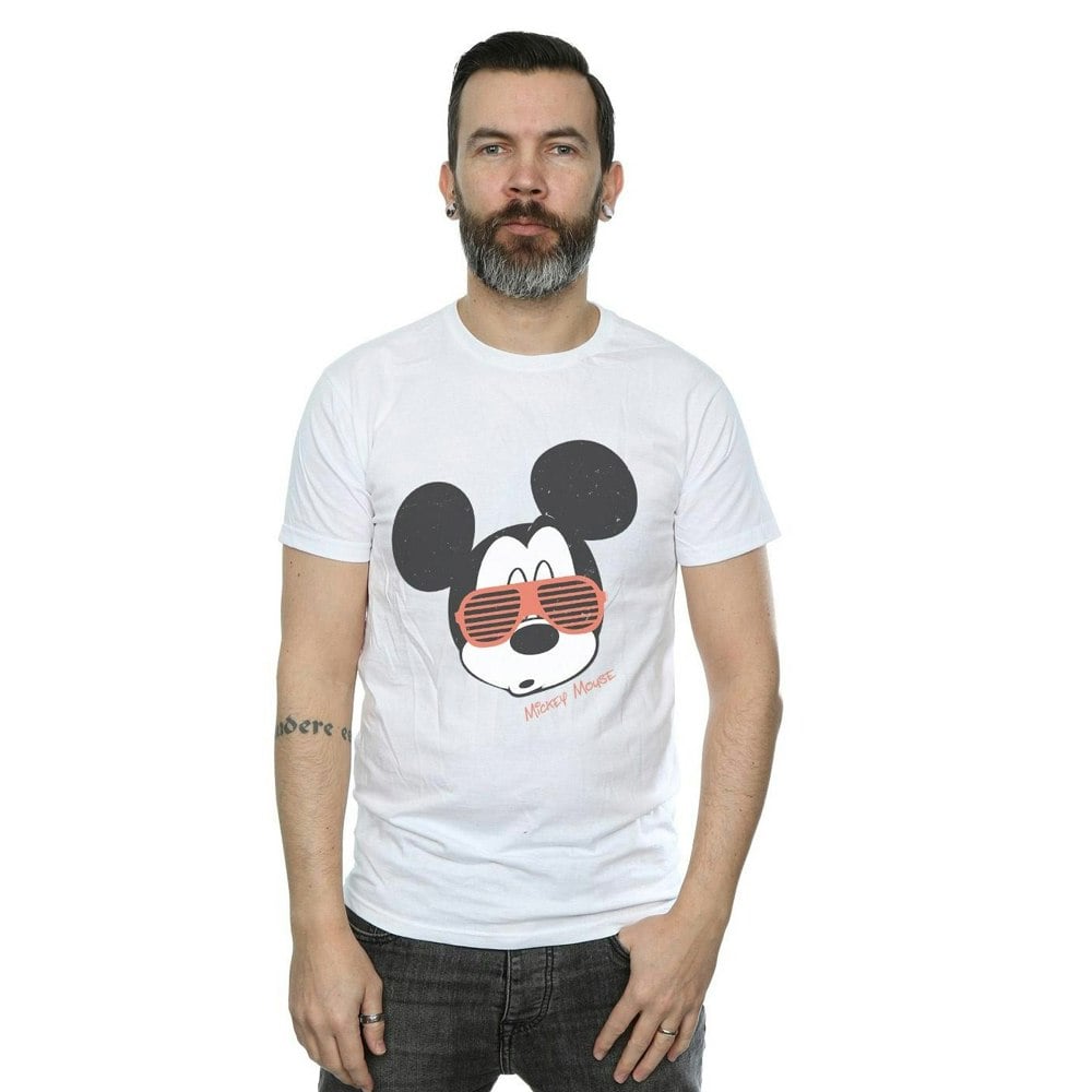 Disney Mens Mickey Mouse Sunglasses T-Shirt - White