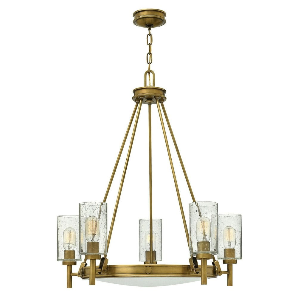 5 Bulb Chandelier Hanging Pendant LIght Heritage Brass LED E27 100W Bulb Loops