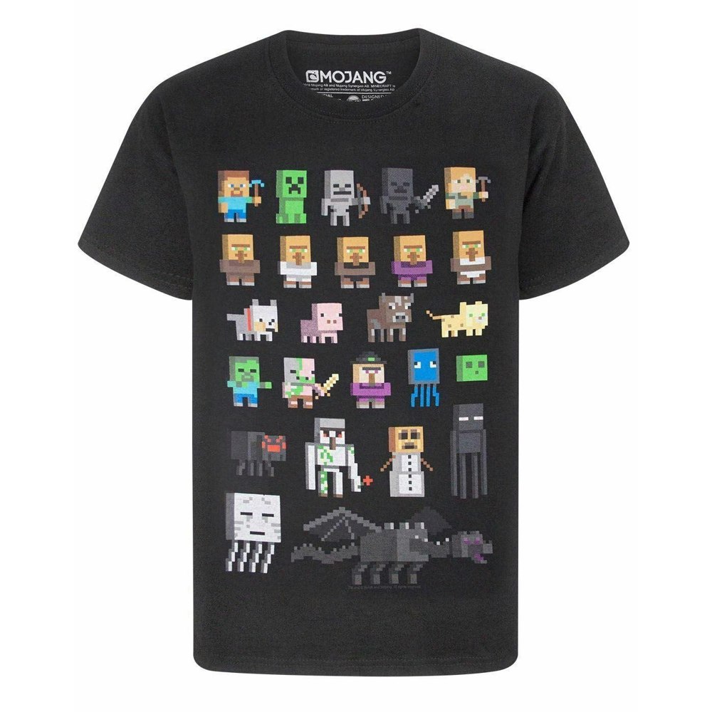 Minecraft Childrens/Kids Sprites Short-Sleeved T-Shirt - Black