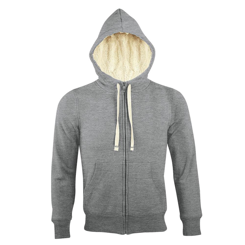 SOLS Sherpa Unisex Zip-Up Hooded Sweatshirt / Hoodie - Grey Marl - Grey Marl - 80% Cotton/20% Polyester