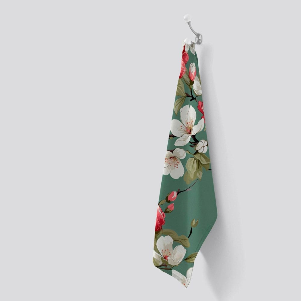 Warren Reed Pink And White Blossom Tea Towel