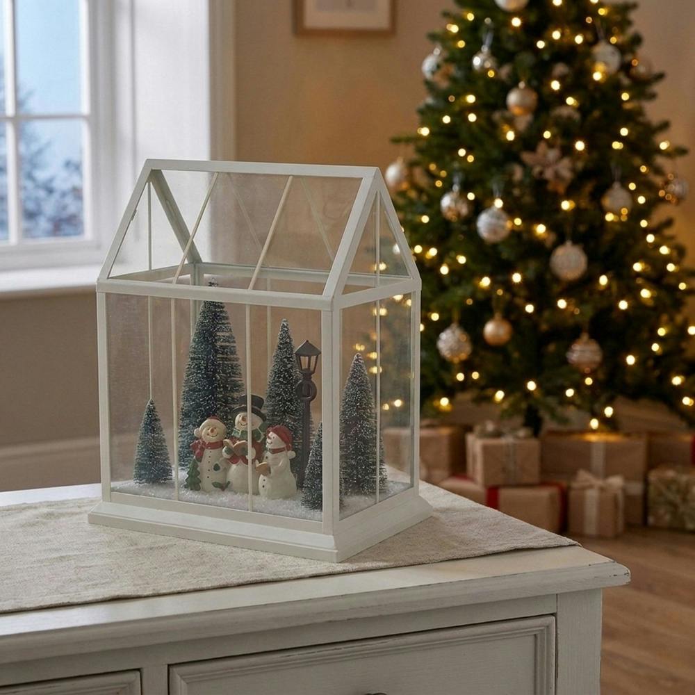 Garden Greatness Festive LED Snowman Scene Lantern