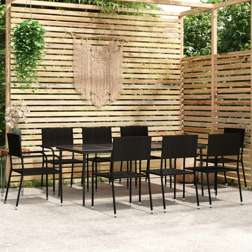 Berkfield 9 Piece Garden Dining Set Black