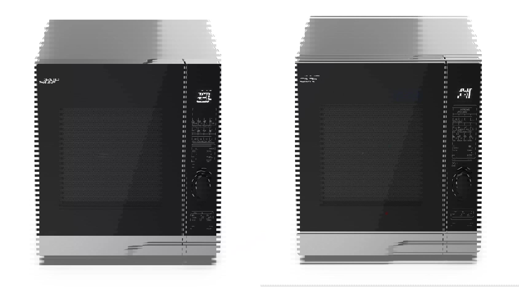 Sharp YC-PG254AU-S 25 Litre 900W Digital Microwave, 1000W Grill, 10 power levels, LED cavity light - Silver