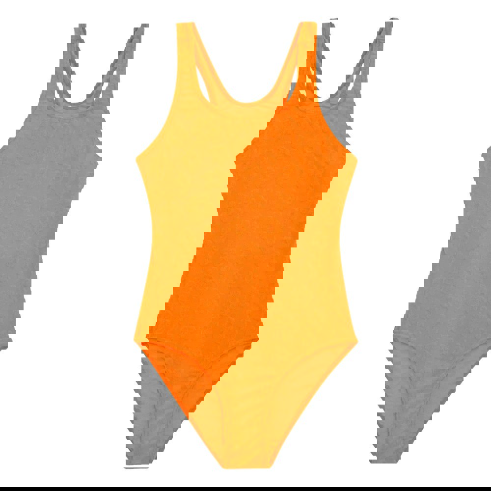 Regatta Girls Katrisse Floral Textured One Piece Swimsuit - Satsuma