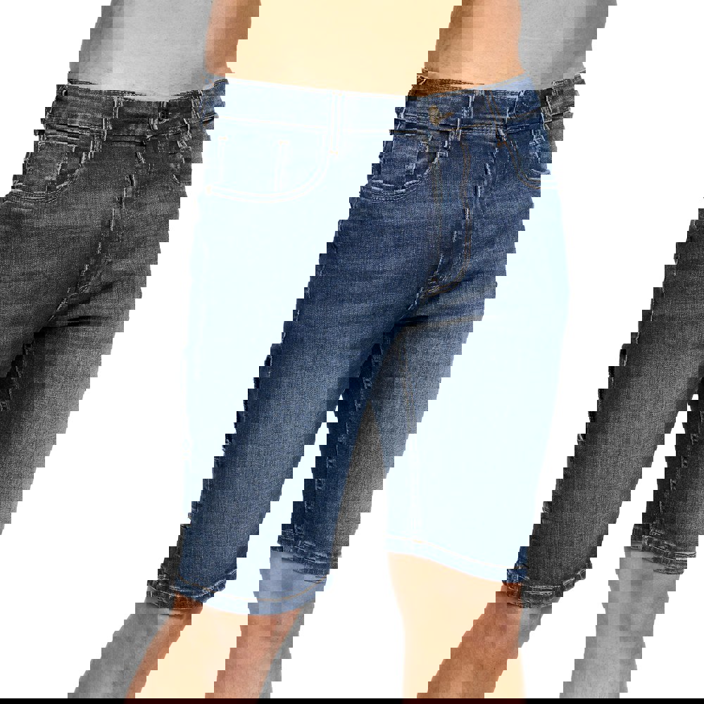 Crosshatch Mens Carpenter Denim Vintage Shorts - Dark Wash