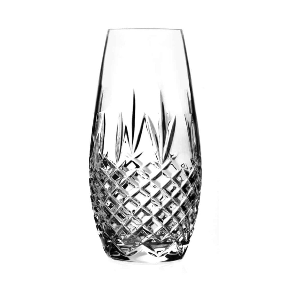 Diamante Buckingham Hand Cut Crystal Barrel Vase - 20.5cm