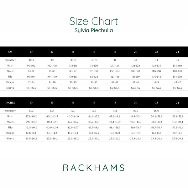 Sylvia Piechulla Size Chart