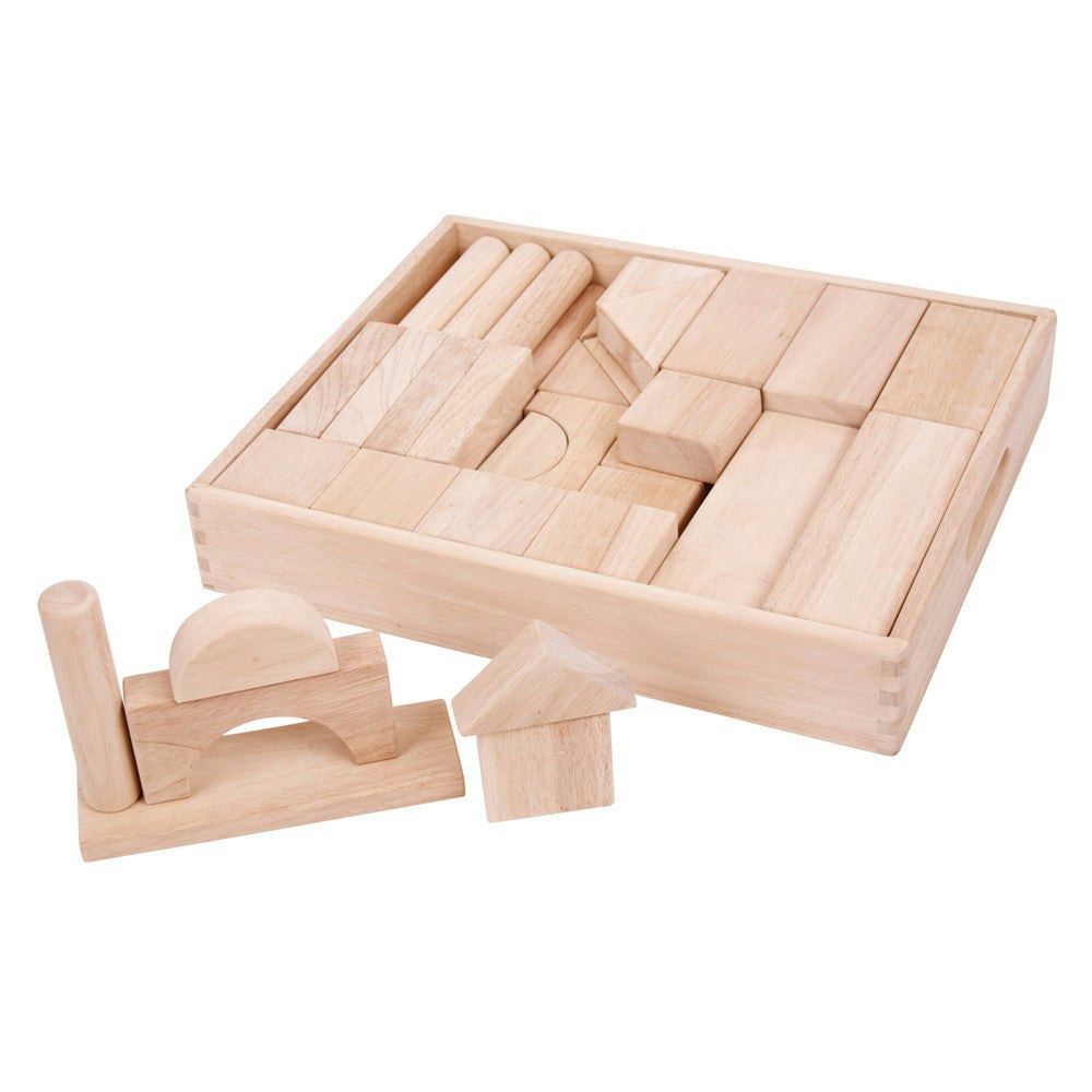 Bigjigs Toys Large Wooden Stacking Blocks - 54 Play Pieces