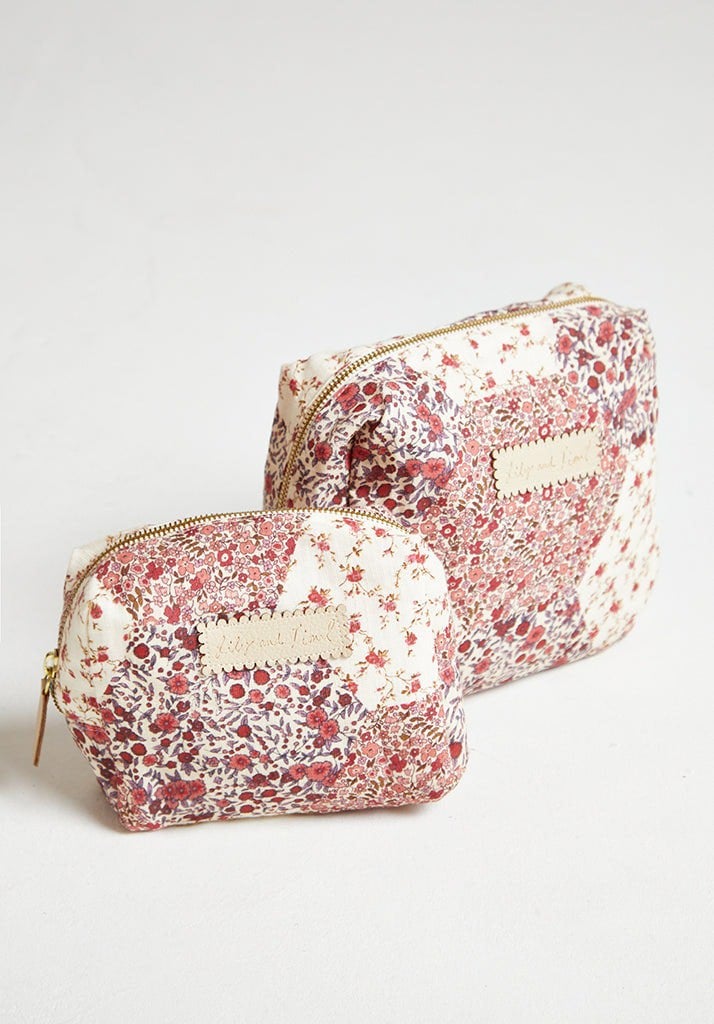 Maya Aster Patchwork Cosmetic Bag in Pink