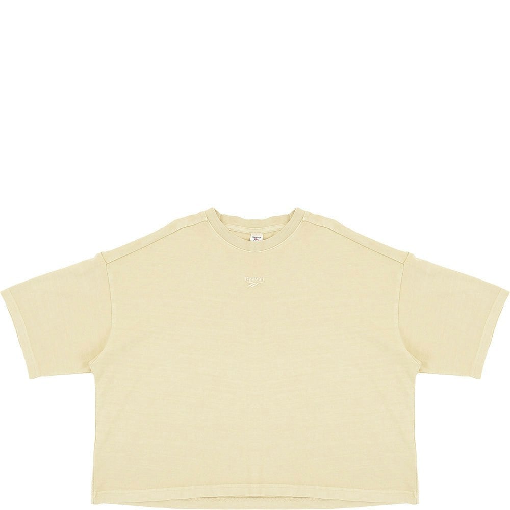 Reebok Women's Beige Central Logo Cropped T-Shirt