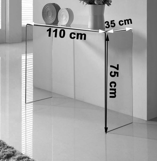 That's Furniture Crystal Stylish Curved Glass Hallway Console Table - 110cm