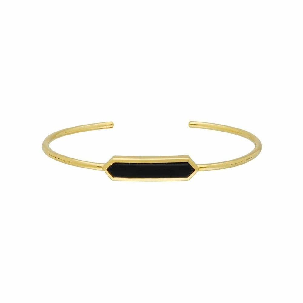 270B009603925 Geometric Prism Black Onyx Bangle in Gold Plated Silver 1