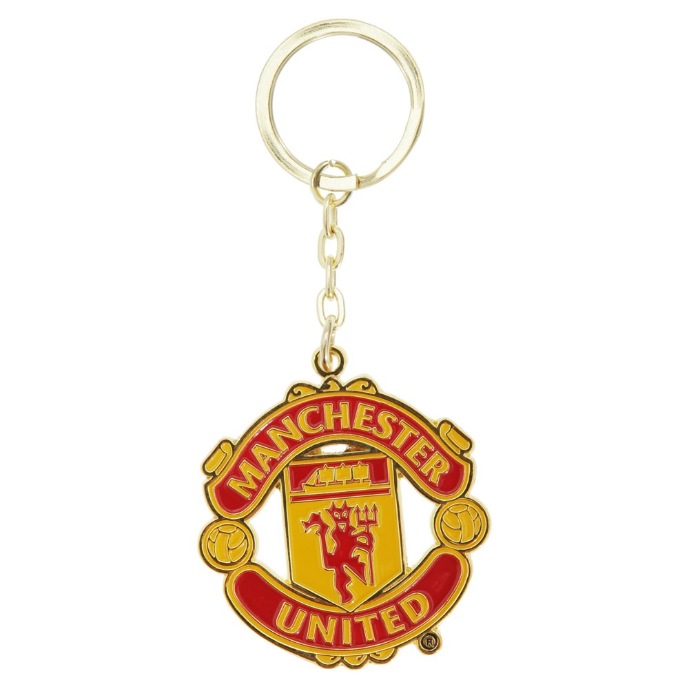 Manchester United FC Official Metal Football Crest Keyring - Red