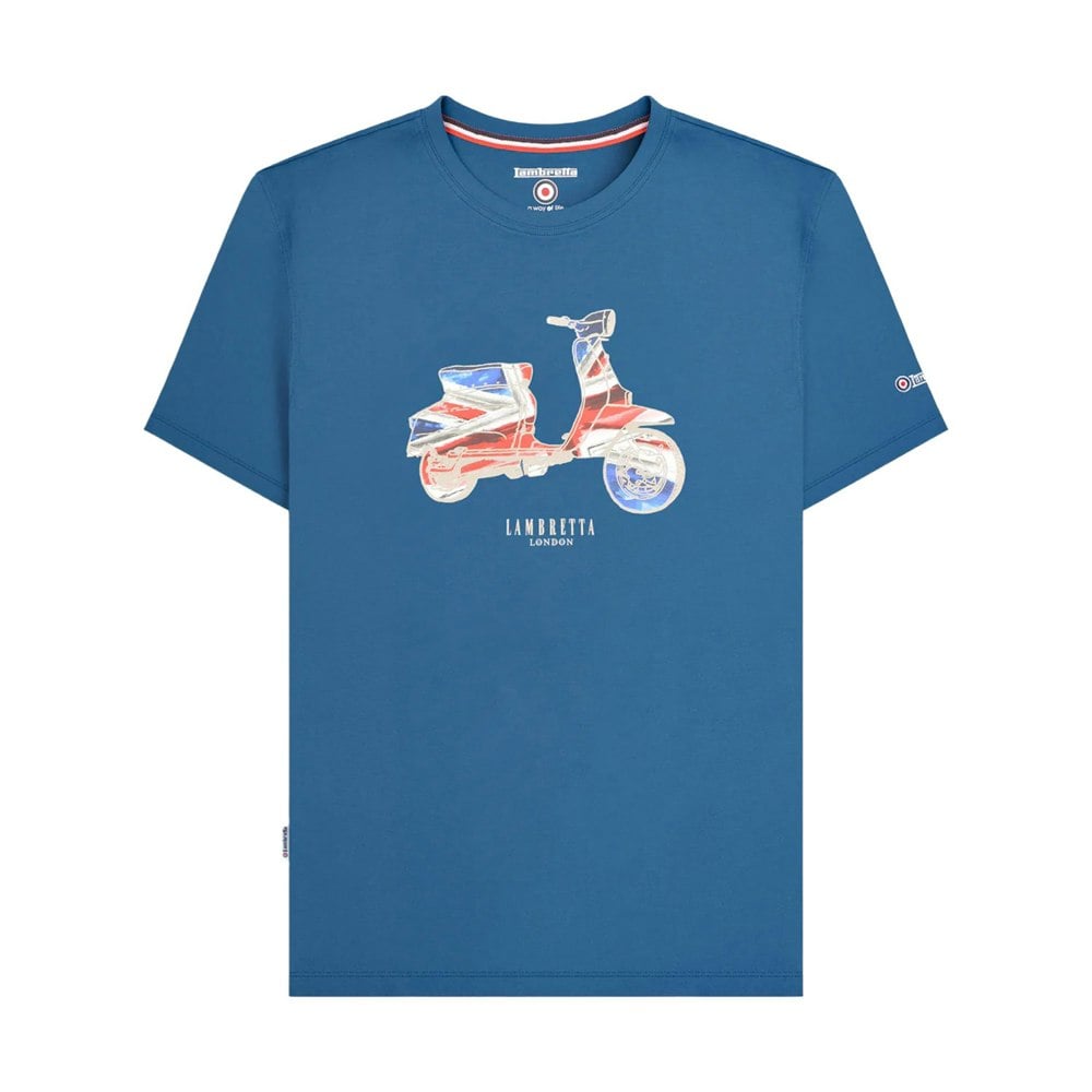 Lambretta Mens AW24 Scooter Flag Big & Tall T-Shirt - Dark Blue