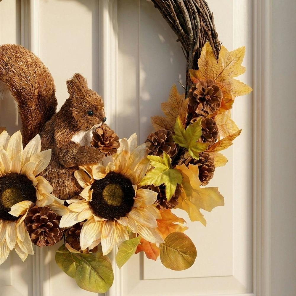 Garden Greatness Autumnal Style Squirrel Door Wreath