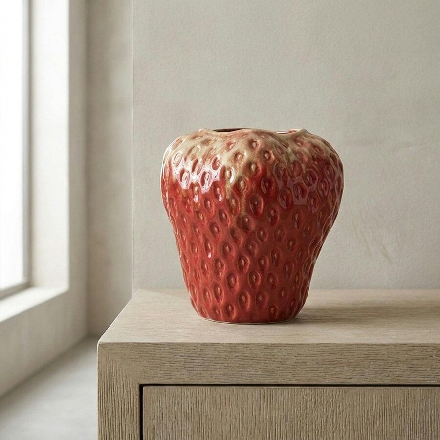 Garden Greatness Strawberry Ceramic Decorative Vase