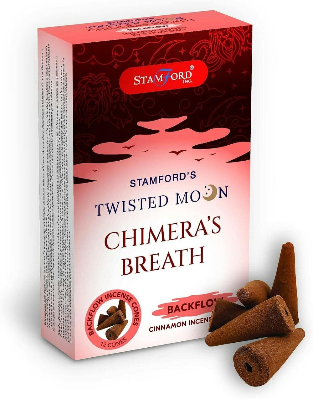 Stamford Twisted Moon Chimera's Breath Cinnamon Backflow Incense Cones, 144 cones
