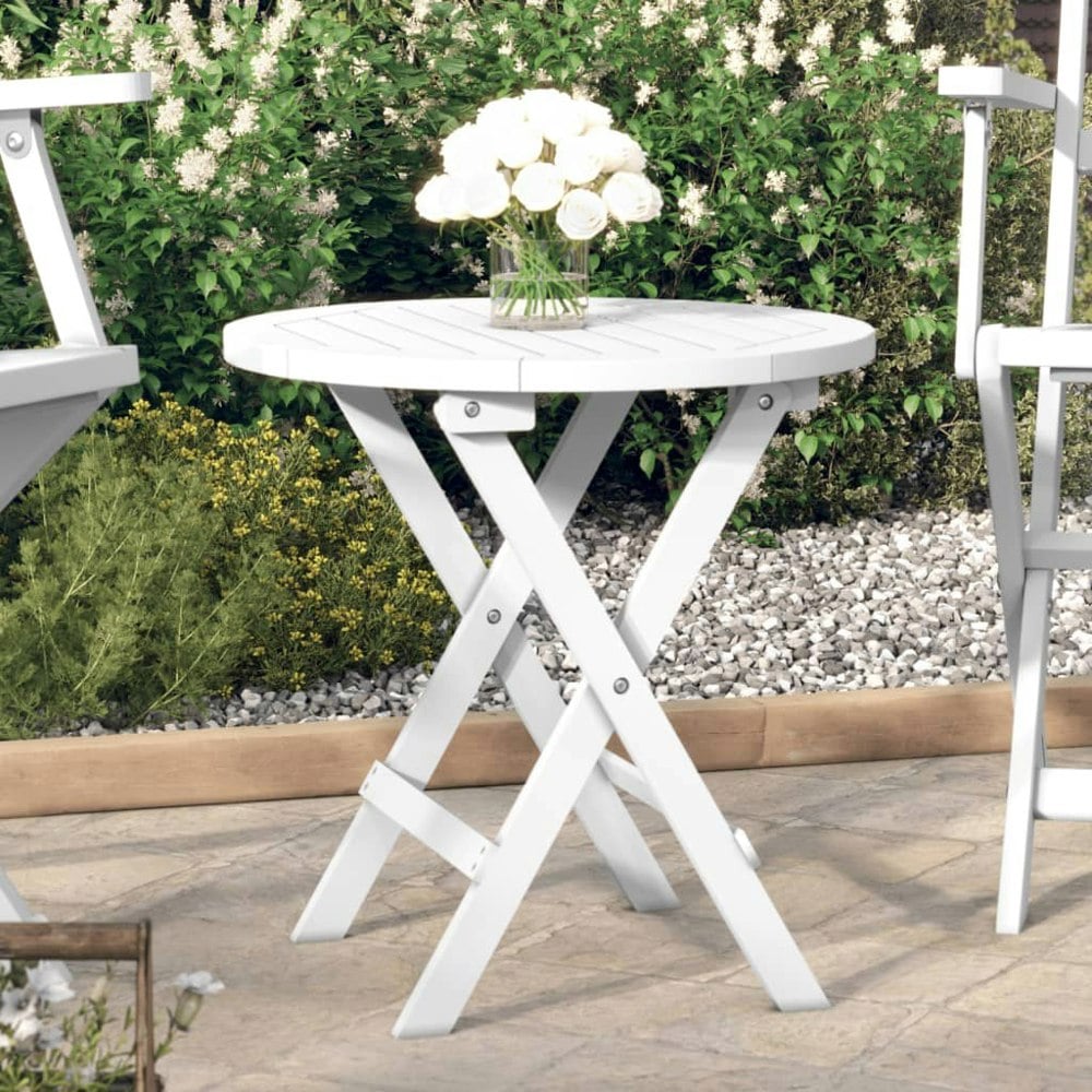 Berkfield Folding Garden Table White 46 cm Solid Wood Acacia