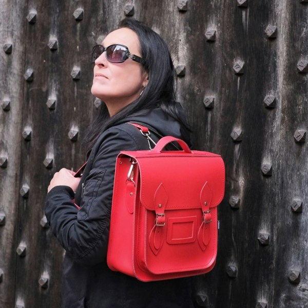 Zatchels Handmade Leather City Backpack - Pillar Box Red