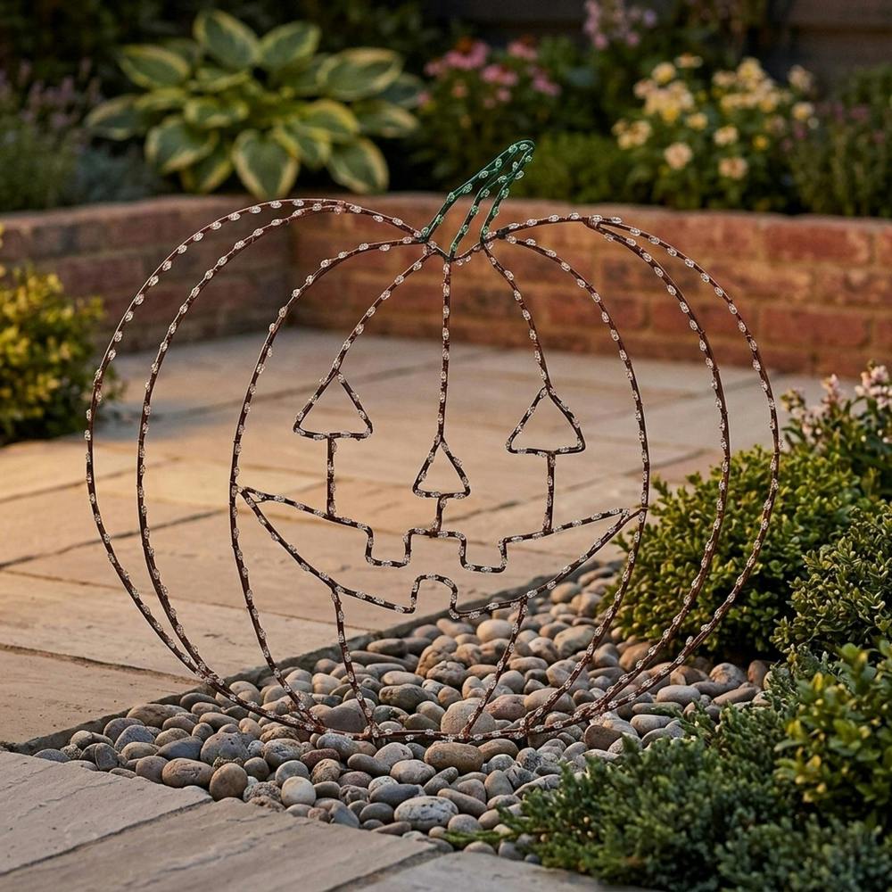 Garden Greatness Twinkling Pumpkin Motif Garden Light Decoration