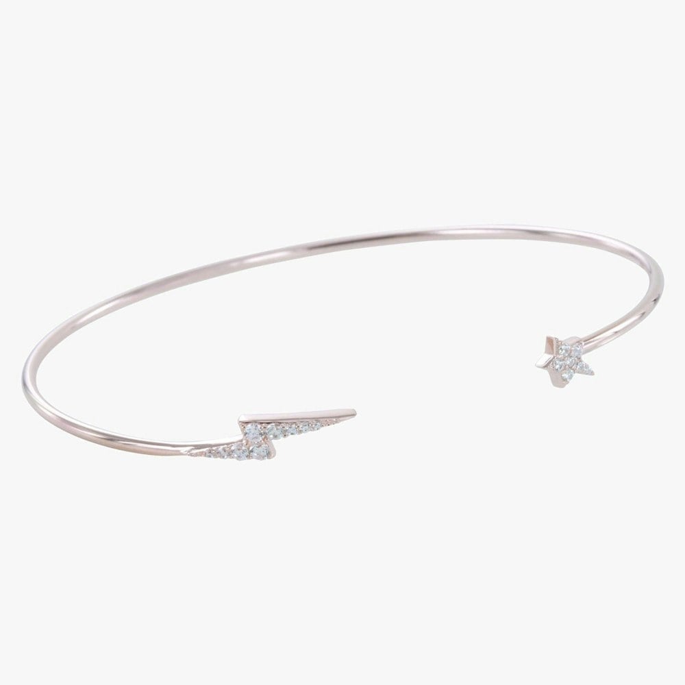 Sterling Silver Lightning Pavé Cuff Bracelet Rose Vermeil - Reeves & Reeves